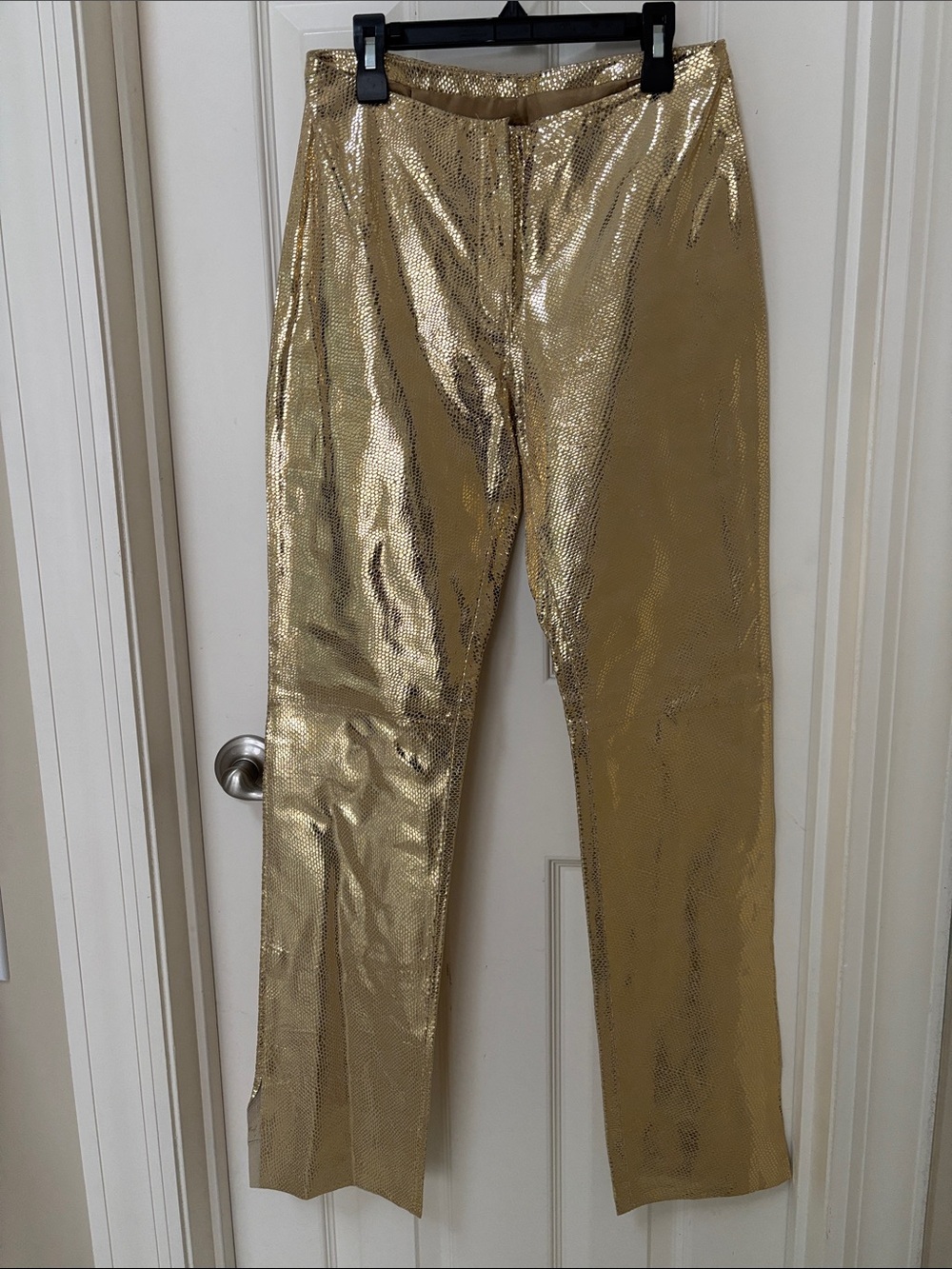 bebe Metallic Gold Straight Leg Pants